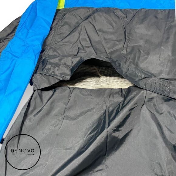 CHEETAH MEN’S Vintage Full Zip Hooded Windbreaker Jacket Size Large Black Blue - Picture 4 of 6